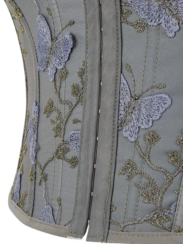 Butterfly Embroidery Bandage Corset Top