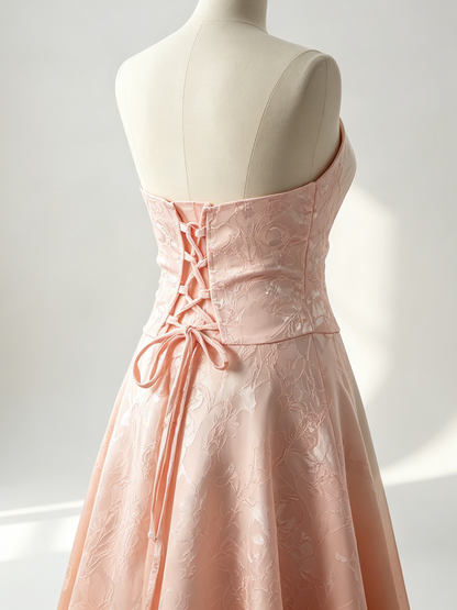 Soft Pink Floral Midi Dress Halter Summer A-line Vintage Dress For Women 2026