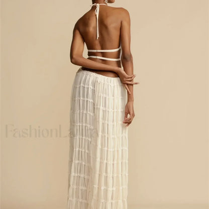 2Piece Skirt Set for Women Lace Up Back Tank Tops Tie Up High Waist Long Skirts Outfits Fairy Vacation Cottagecore Lace Dress