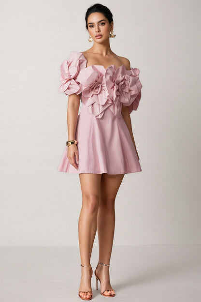 Huta Oversized Floral Applique Mini Dress