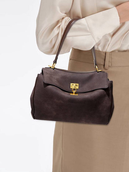 Minimalist suede tote shoulder bag