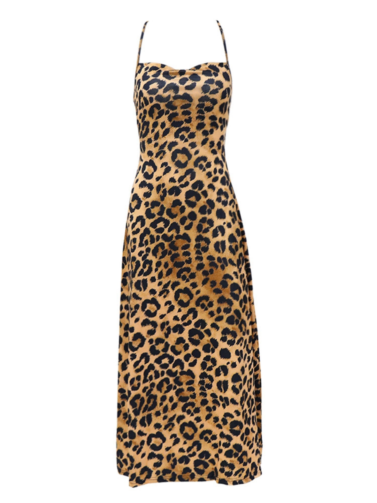 Leopard Print Zebra Print Backless Strappy Maxi Dresses