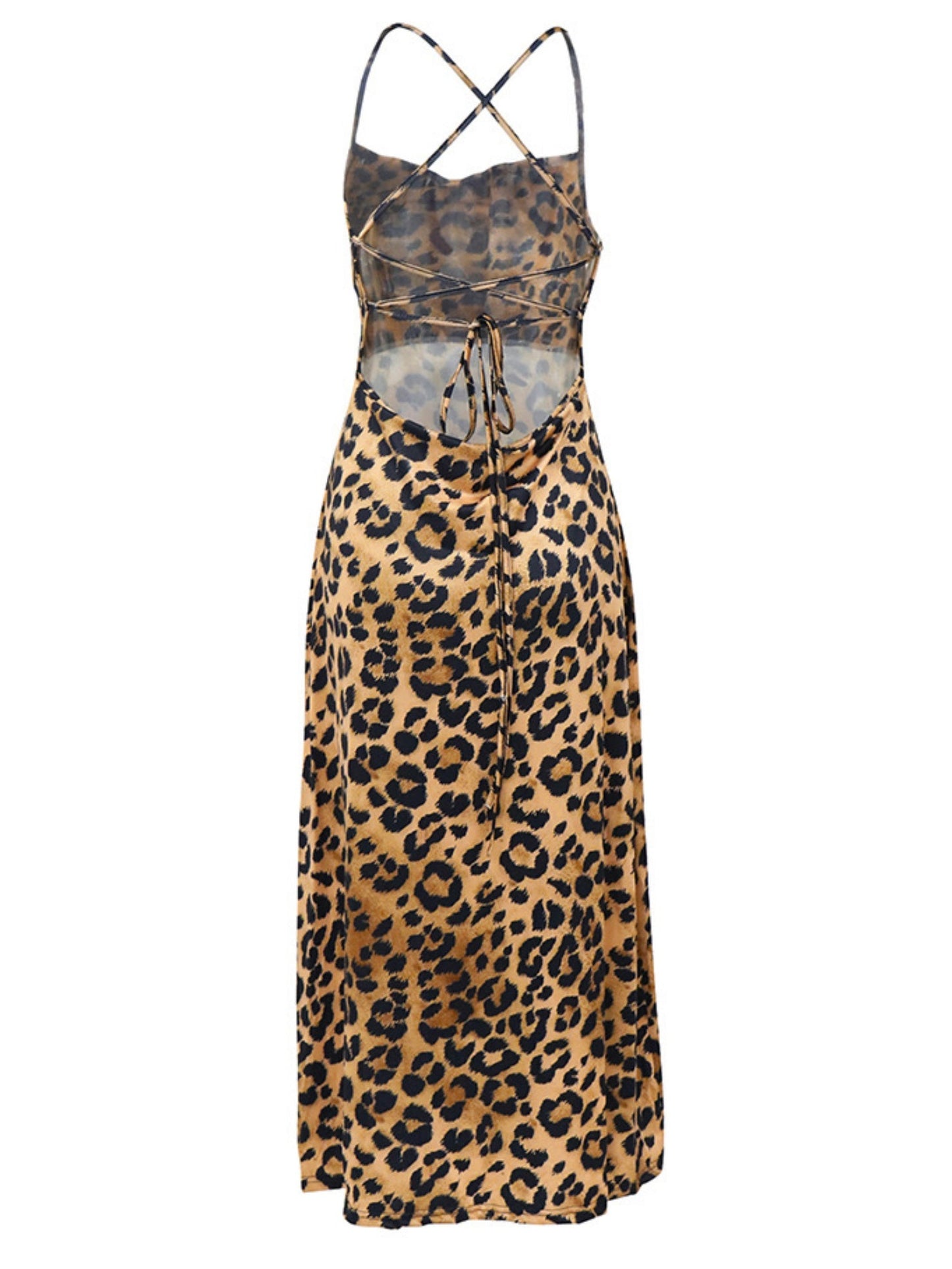 Leopard Print Zebra Print Backless Strappy Maxi Dresses