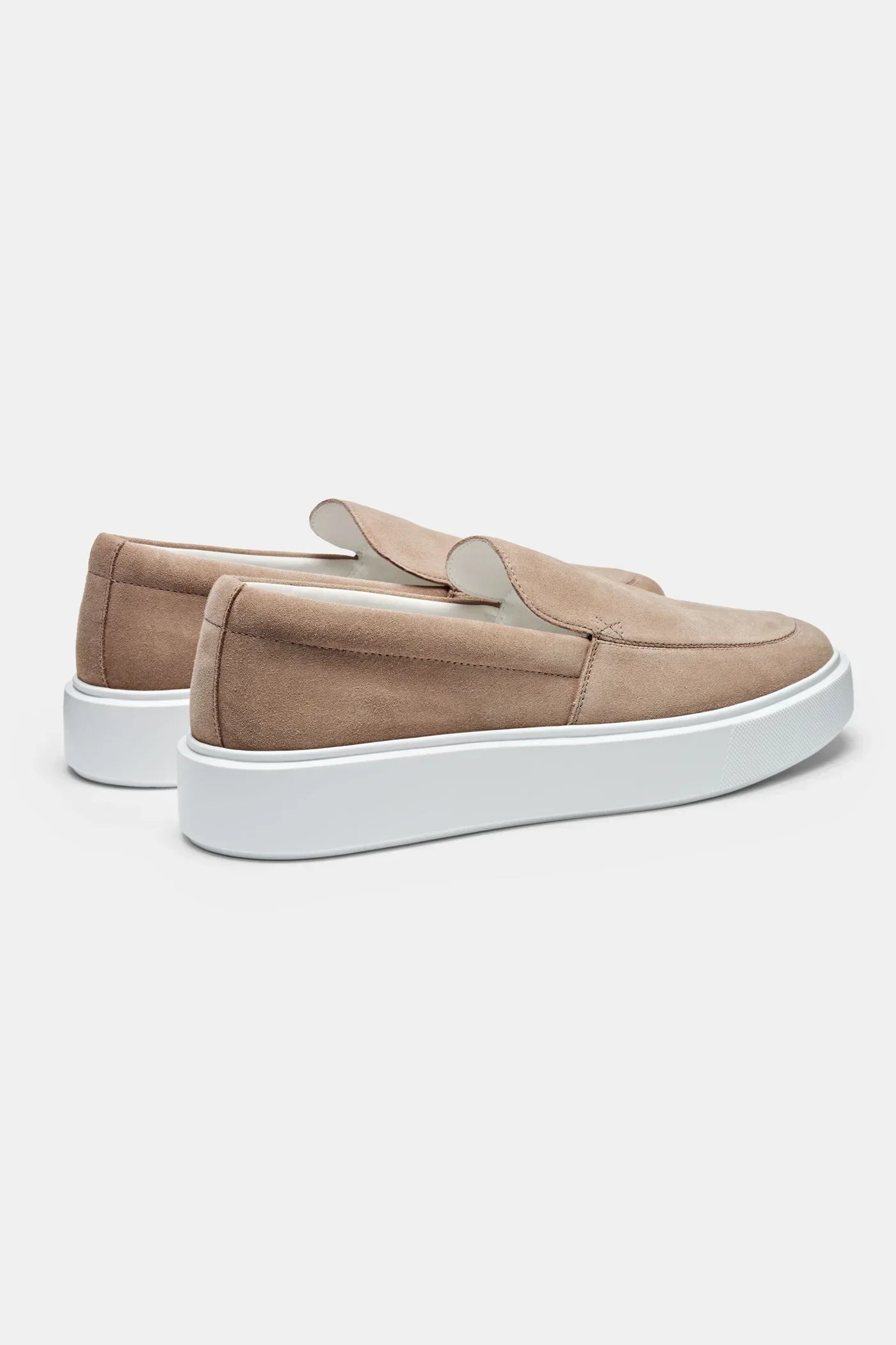 Maison Suede Loafers | Beige Platform Slip-On Shoes