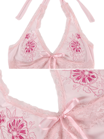 Dilynn Lace Detail Halter Top