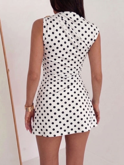 Pleated Metal Decoration Hip-hugging Mini&Short Dresses