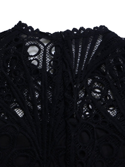 Short Sleeve Trim Lace Belts Mini&Short Dresses
