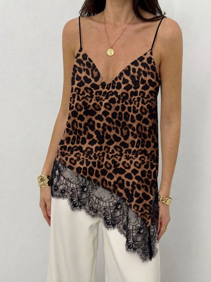 V-neck Irregular Lace Trim Splicing Jacket Camisoles