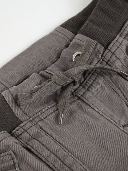 Retro Pocket Color-blocked Ribbed Low-rise Jeans