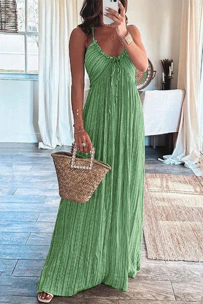 Margovil Halter Backless Tie Knot Printed Maxi Vacation Dress