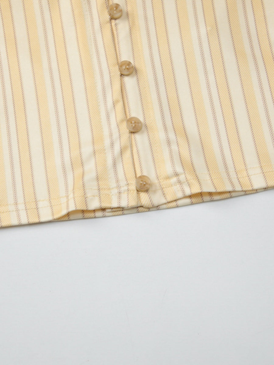 Retro Buttons Stripes Sexy Shirts