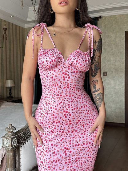 Floral Print Spaghetti Strap Maxi Dress