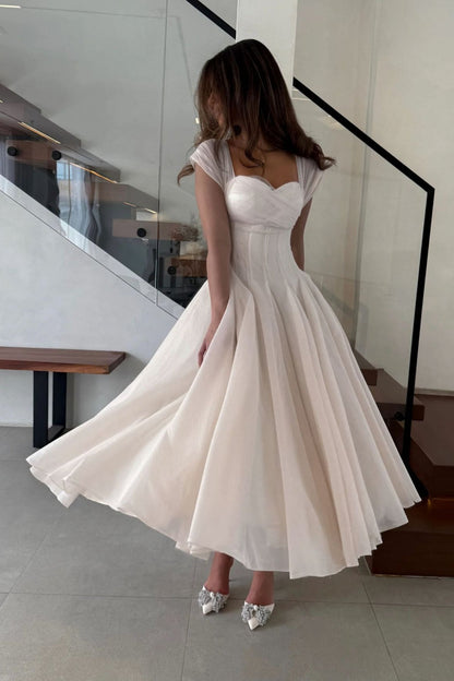 Soft Mesh Waist Flared Prom Dress