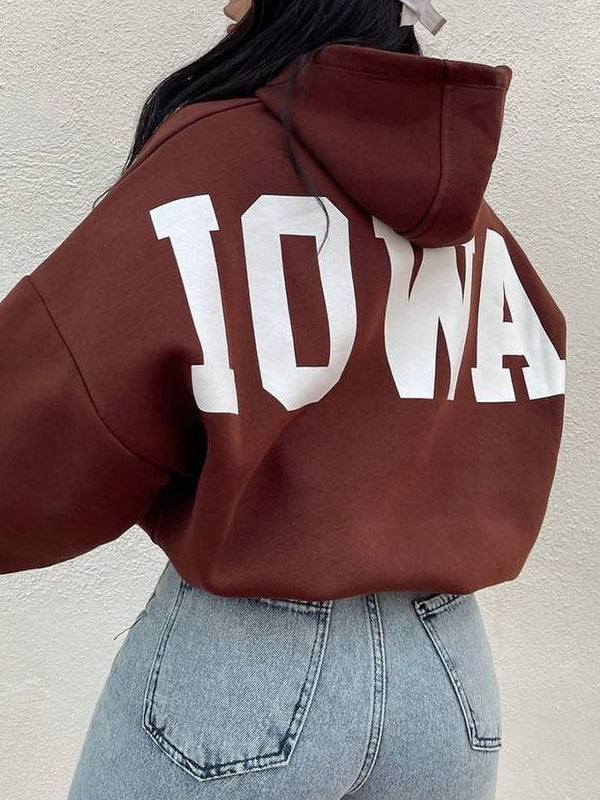 Letter Print Short Oversized Hoodie