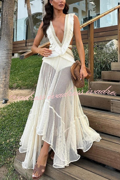 Sexy See-through Mesh Lace Resort Beach Skirt