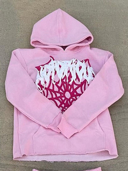 Lettering Foam Print Oversized Hoodie