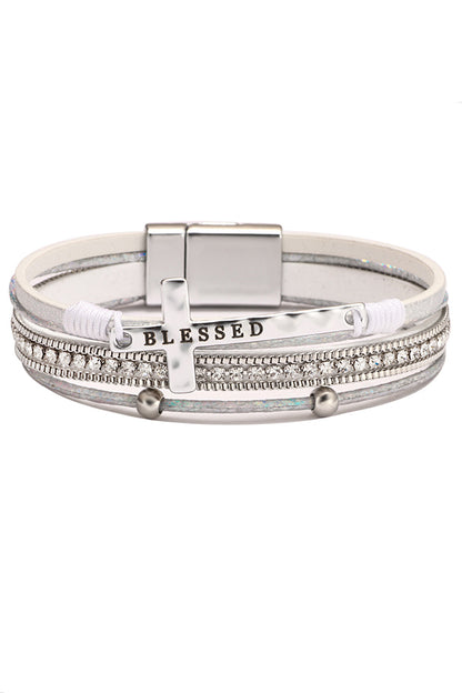 Bohemian Cross Diamond Magnetic Clasp Bracelet