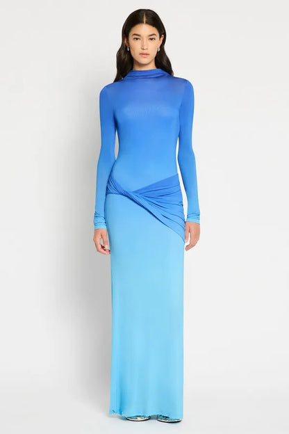 Knotted Graduated Color Midi Dress