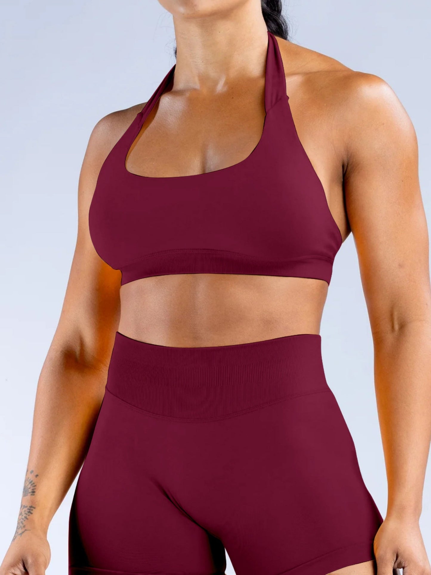 Seamless With Breast Pads Pleated Exercise Yoga Halter Bra Vest