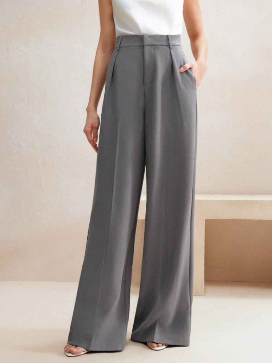 Commuting Loose High-waisted Straight Wide-leg Trousers
