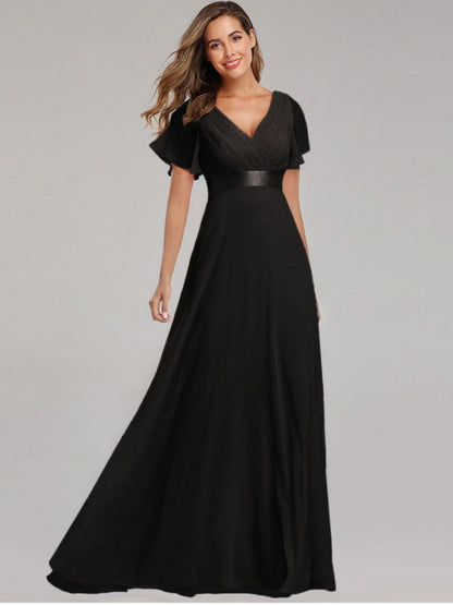 V-neck Chiffon Large Skirt Temperament Formal Dress Maxi Dresses