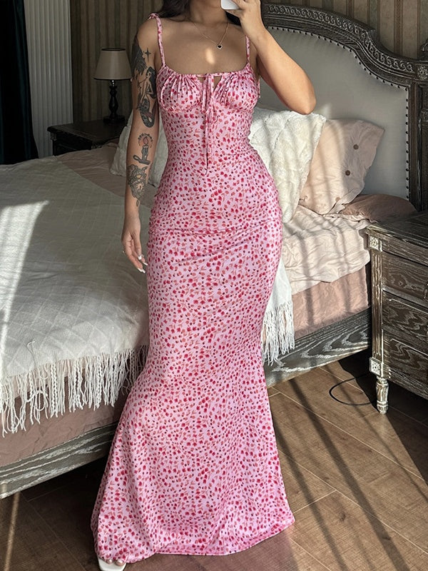 Floral Print Spaghetti Strap Maxi Dress