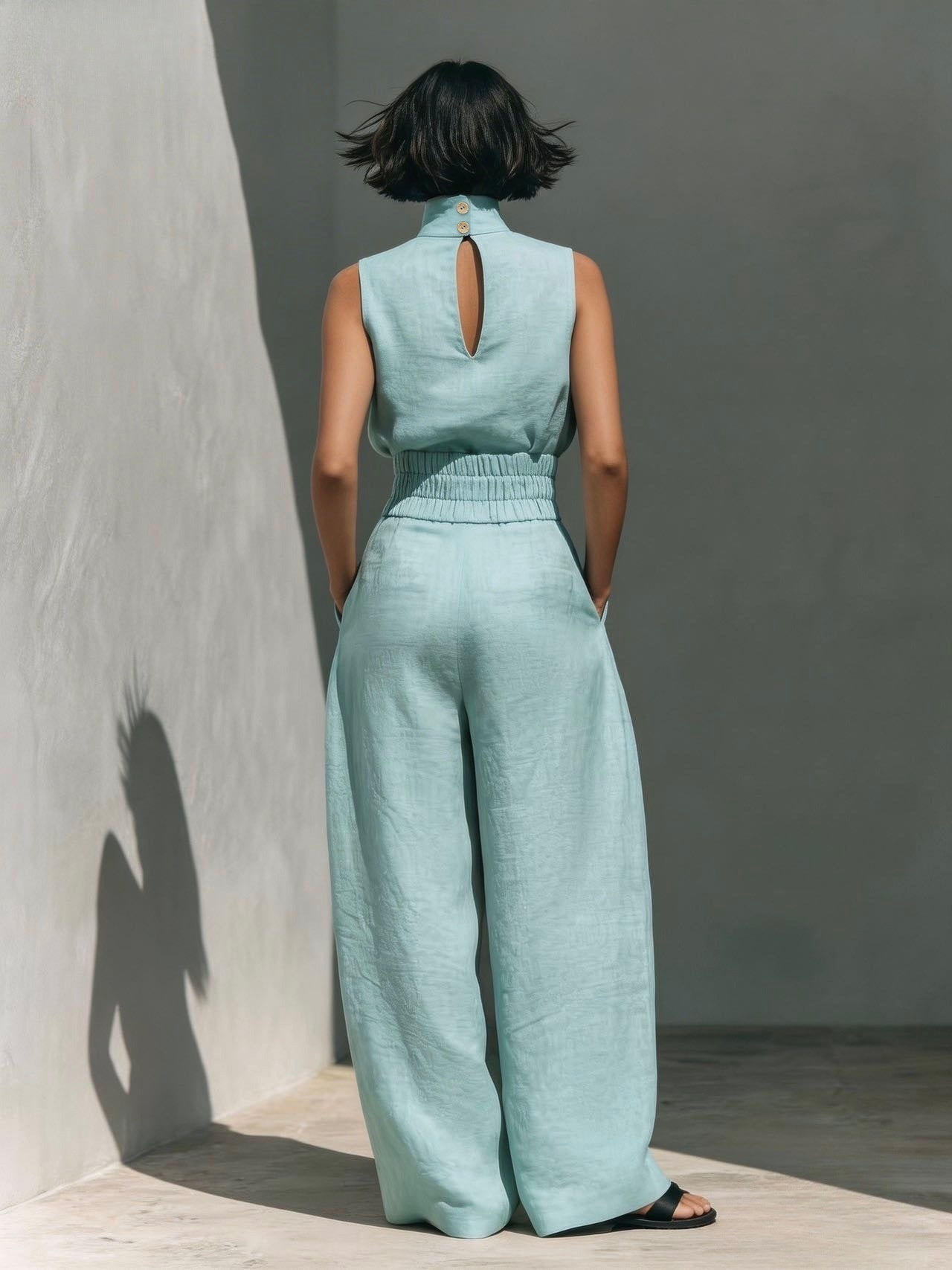 Cotton And Linen Sleeveless Trousers Casual Two-piece Set
