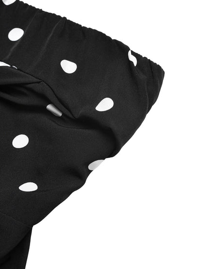 Retro Polka Dots High-waisted Wide-leg Pants Vacation Jumpsuits