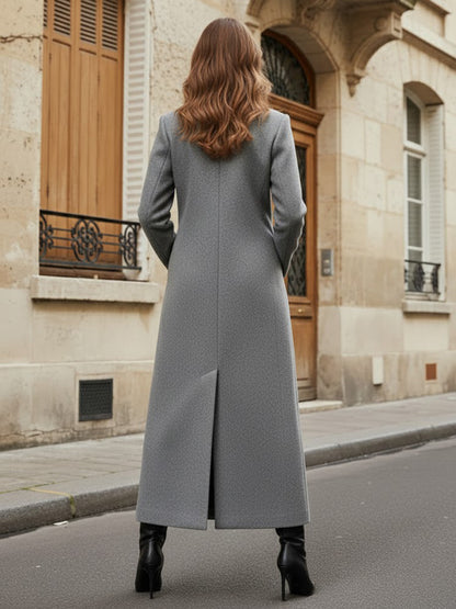 Maxi Double-breasted Woolen Coat in Sophisticated Straight Cut For Women 2026