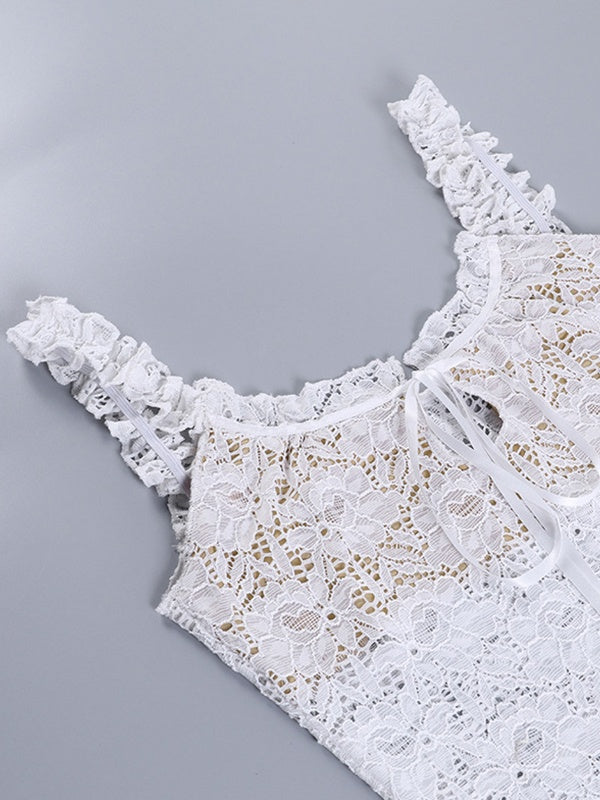 Lace Fungus Strap Tie Up Cami Top