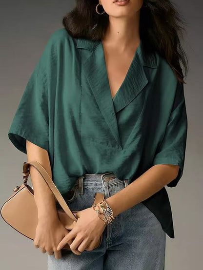 Short-sleeved Collared Casual Loose T-shirt