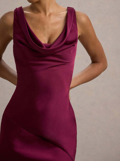 Satin Fitted Bodycon Fishtail Backless Sexy Zipper Maxi Dresses