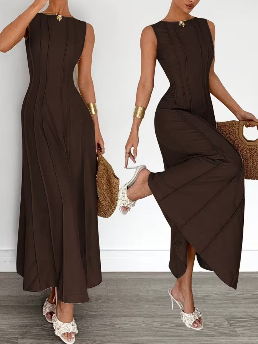 Sleeveless Temperament Gathering Grace Maxi Dresses