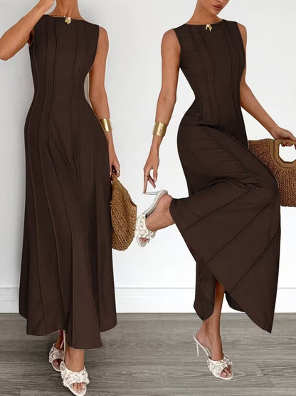 Sleeveless Temperament Gathering Grace Maxi Dresses