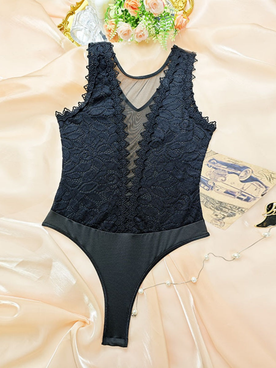 Lace Trim Hollow Bodysuits