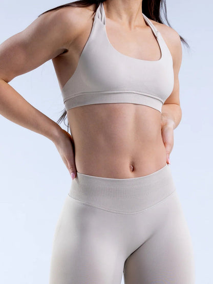 Seamless With Breast Pads Pleated Exercise Yoga Halter Bra Vest