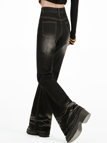 High street loose fit without leg-fitting horns Flare Jeans