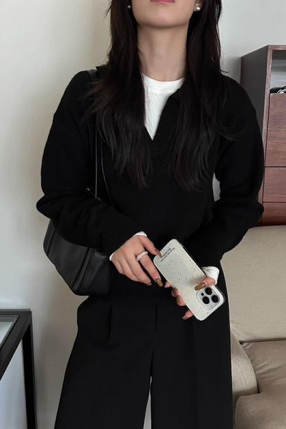 Slouchy Polo Style Sweater