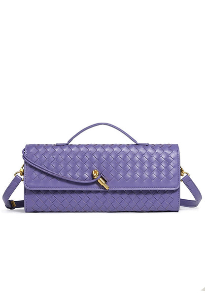 Woven Soft Leather Horizontal Square Accordion Bag