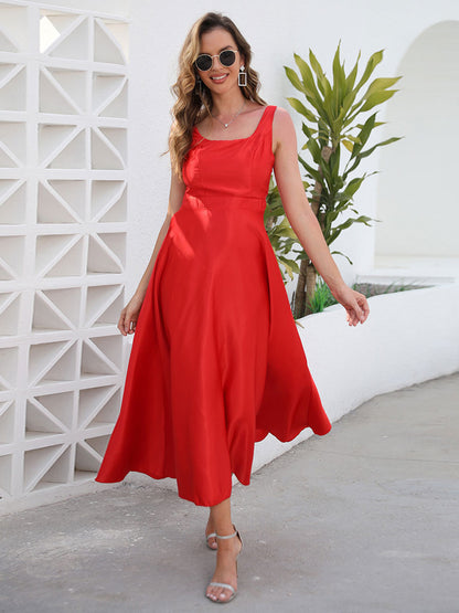 Sexy Sleeveless Midi Dress Vacation Dresses