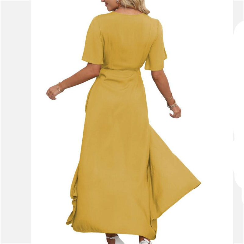Elegant Bohemian V-Neck Slit Maxi Dress for All Occasions