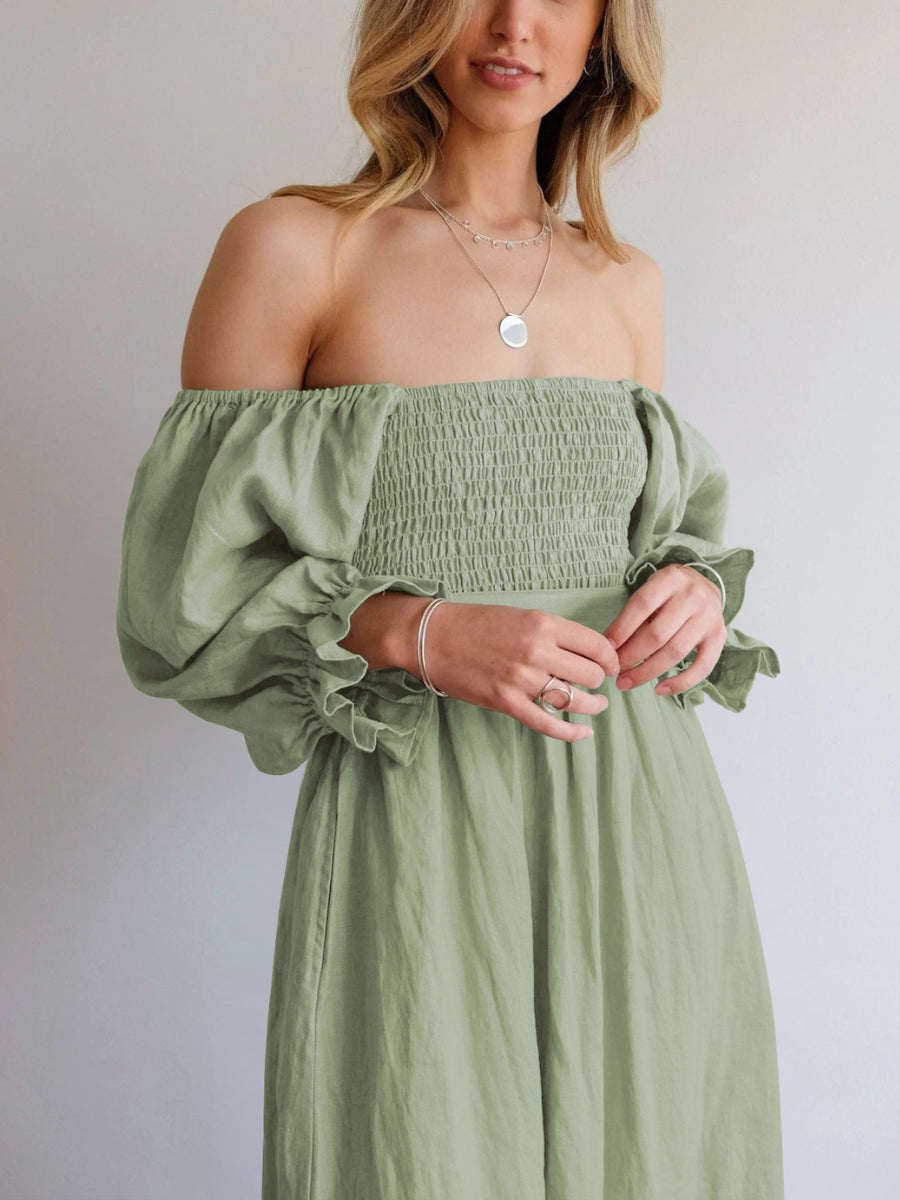 CALL IT LOVE TWO WAY TIERED MIDI DRESS - SAGE