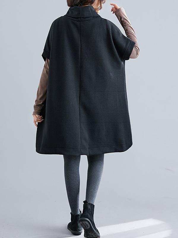 Casual Loose Short Sleeves Turtleneck Sweater Dress