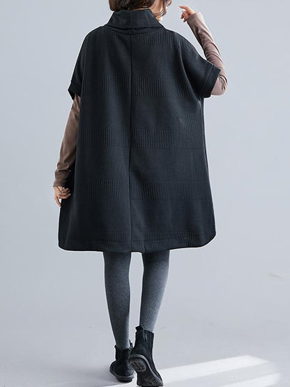 Casual Loose Short Sleeves Turtleneck Sweater Dress