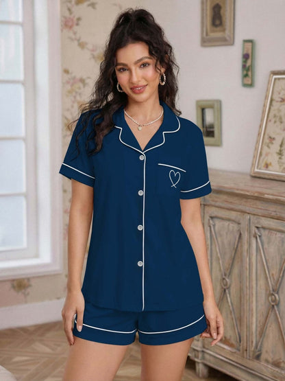 Cardigan Short-sleeved Shirt And Shorts Set That Can Be Worn As Loungewear