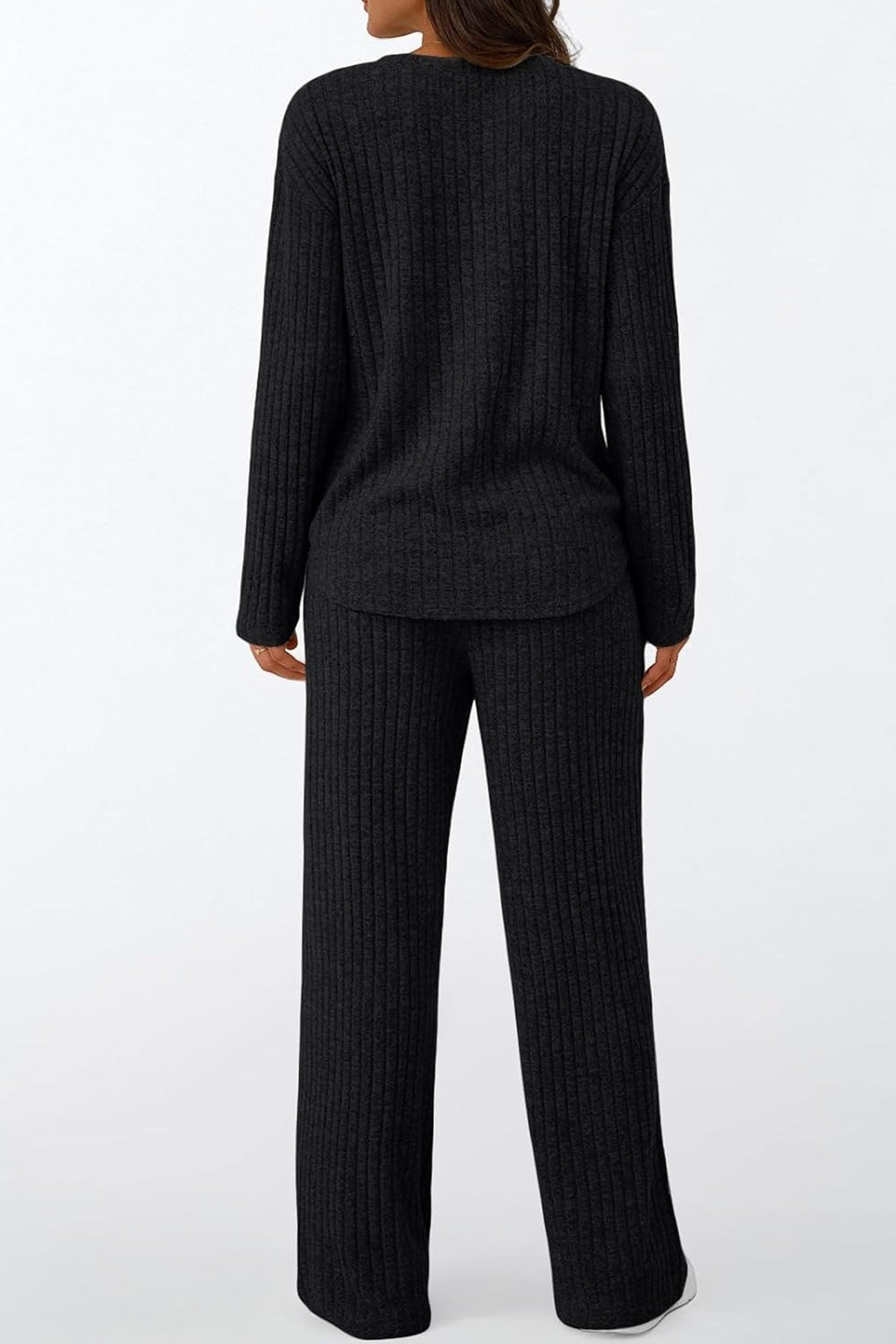 Ribbed Pitted Brushed Two Piece Pants Set