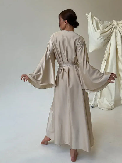 V-neck Thin Strap Nightgown Lazy Style Parties Maxi Dresses