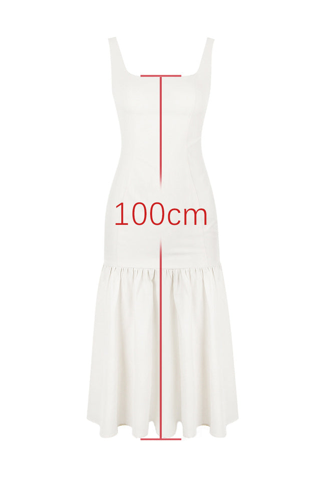 Scoop Neck Princess Seam Dropped Waist Flared Trumpet Midi Dress