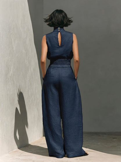 Cotton And Linen Sleeveless Trousers Casual Two-piece Set