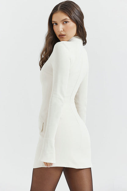 Mock Neck Long Sleeve Angular Hip Flap Mini Dress